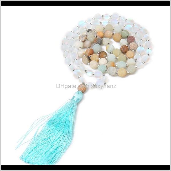 

necklaces & pendants jewelry drop delivery 2021 8mm natural stone handmade beaded tassel meditation yoga blessing amulet pendant moonstone n, Silver