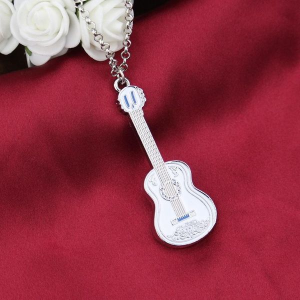 

pendant necklaces men's fashion chain necklace stainless steel guitar women's jewelry, Silver