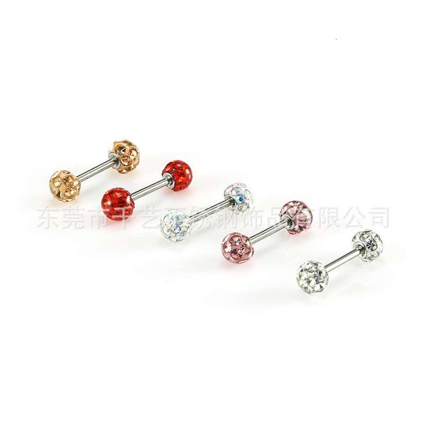 

full drill allergy rubber coated ball tongue nail ring ear bone lip cartilage human body puncture jewelry