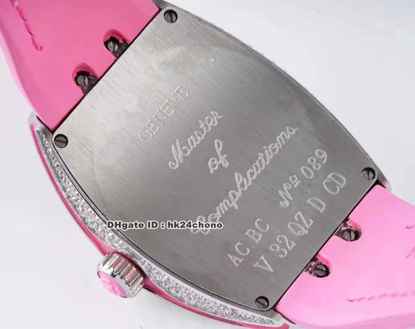 ABF Factory Luxusuhren V 32 SC FO COL DRM D Vanguard Lady 32 mm Roségold Diamant ETA Quarz Damenuhr weißes Zifferblatt Gummi Str260w