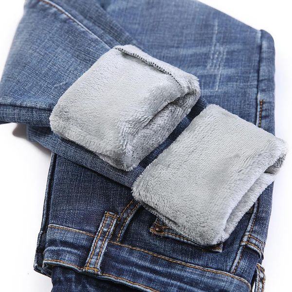 

winter thick plus velvet women jeans high waist skinny simple fleece slim fit stretch ladies casual denim pencil pants, Blue