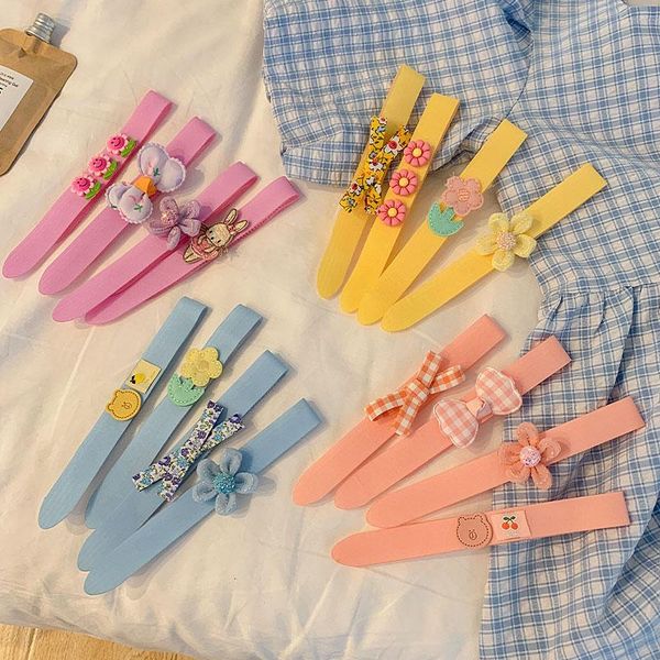 

hair accessories 4pcs/set cute girl hairbands cartoon flower bangs stick holder lovely broken artifact headbands kids, Slivery;white