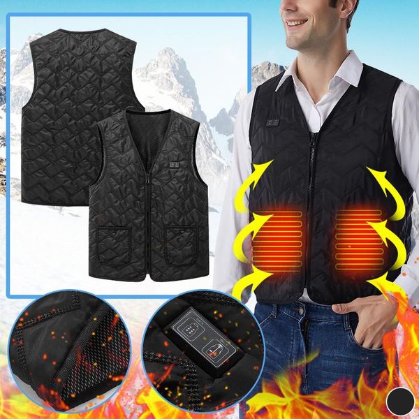 

men's vests men winter smart heating cotton vest usb infrared electric outdoor flexible thermal warm jacket drop, Black;white