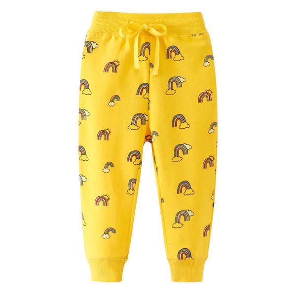 

jumping meters rainbow girls trousers pants drawstring baby sweatpants children winter autumn for kids 210529, Blue