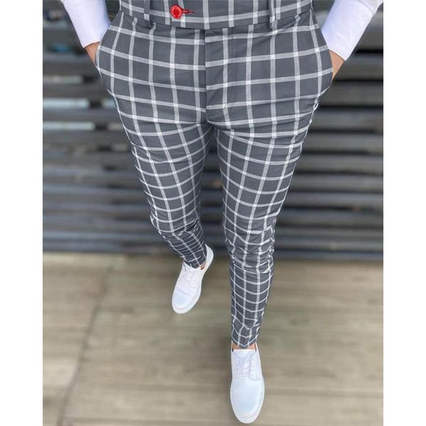 

men's jeans coarse stripe small plaid casual leggings, Blue