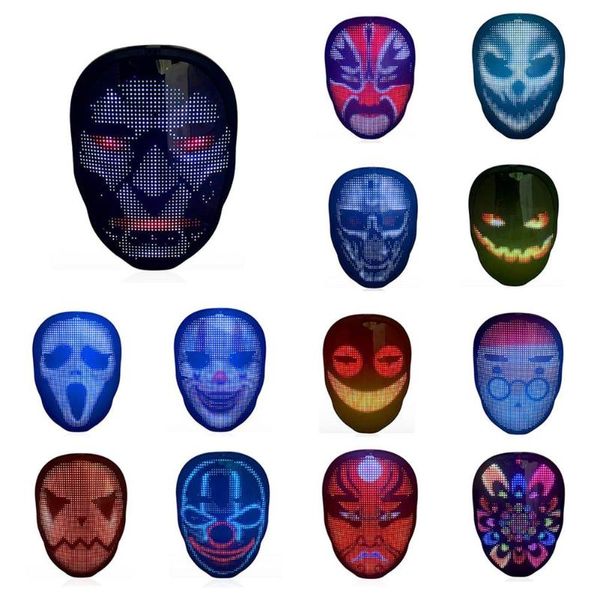 

party decoration rgb led face mask with bluetooth app,luminous shining light up for costume cosplay halloween christmas masquerade