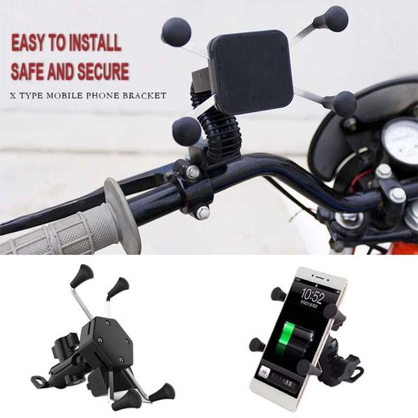 

cell phone mounts & holders chargeable motorcycle holder universal 2 in 1 usb bracket motorbike roating mount mobile rearview mirro stand