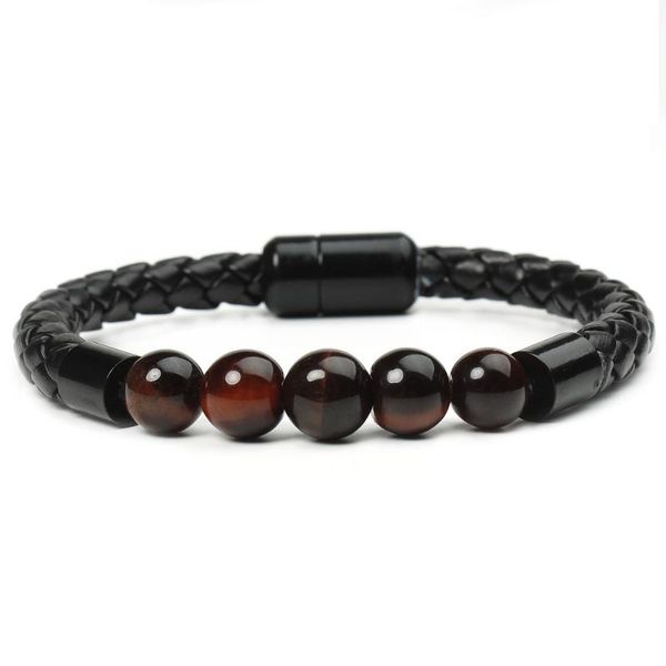 

tennis men tiger eye bracelet male braided leather magnet, Golden;silver