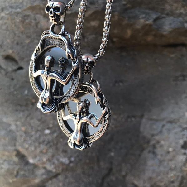 

man's the truth in mirror man necklace stainless steel neck chain skeleton pendant jewelry gift for men women domineering necklaces, Silver
