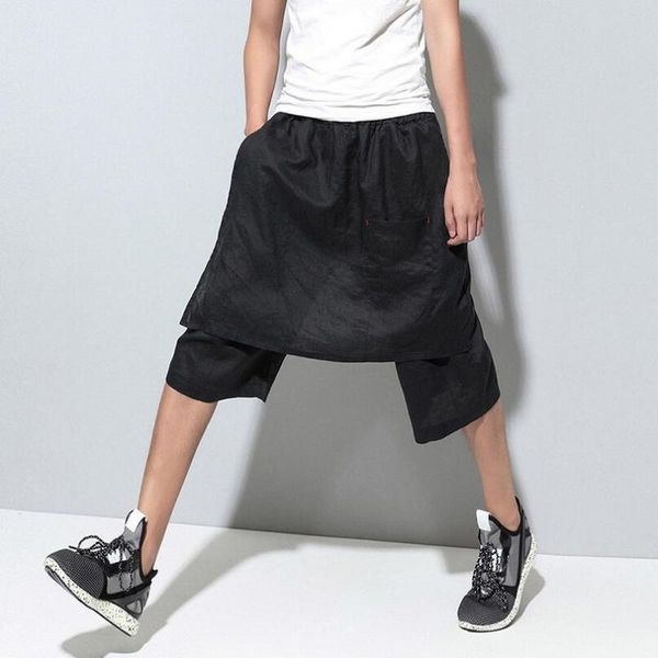 

men's pants europe and the united states spring summer chinese wind linen harem loose casual large size wide leg men pants/one, Black