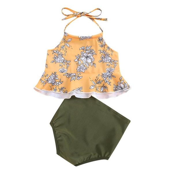 

one-pieces girls bikini cute floral sailor two piece beachwear child swimsuit swimwear bathing suit for kids baby biquini#g, Black