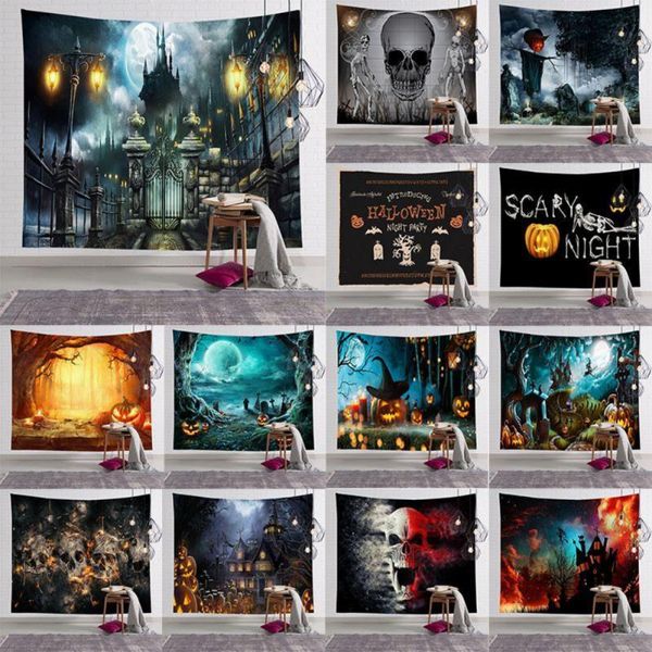 

tapestries halloween pumpkin lamp wall hanging tapestry bohemia hippie castle ghost blanket decor horrible devil bedspread mat