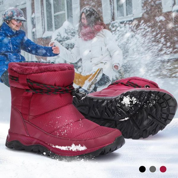 

boots dacomfy winter women ankle waterproof warm snow comfortable ladies casual choes hiking shoes outdoor botas, Black