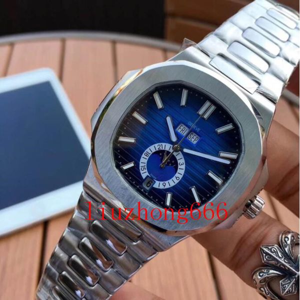 

men automatic watch silver strap blue stainless mens mechanical wristwatch waterproof super luminous watches for, Slivery;brown