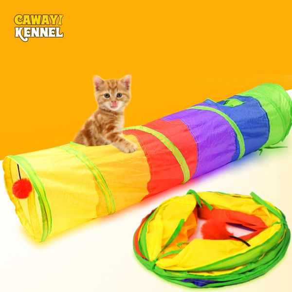 

funny pet tunnel cat play rainbow brown foldable 2 holes kitten toy bulk toys cave