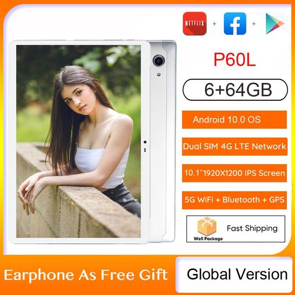 

tablet pc est p60l 10.1 inch 1920*1200 ips fhd screen dual 4g network gaming office pad 6+64gb android 10.0 5g wifi gps