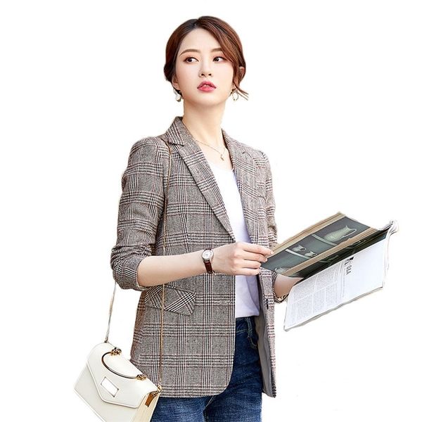 

suit jacket women spring autumn fashion plus size loose slim lattice casual blazer female lr1078 210531, White;black