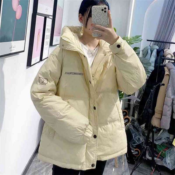 

off season winter clothes new european fashion hooded women's short white duck down harajuku jacket, Black