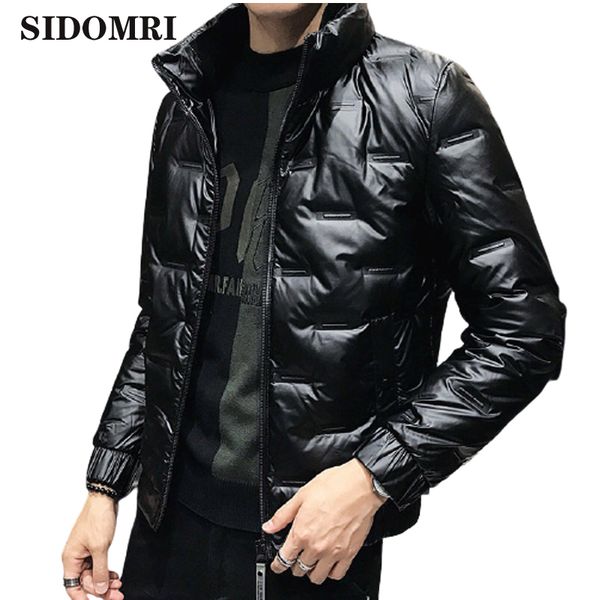 

Winter Men's Down Jacket 80% White Duck Parka Thick Warm Stand Collar Outwear Black Glossy Coat High Quality