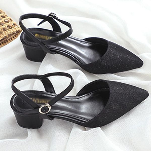 

dress shoes women's sandals princess style thick heel romantic fashion, Black