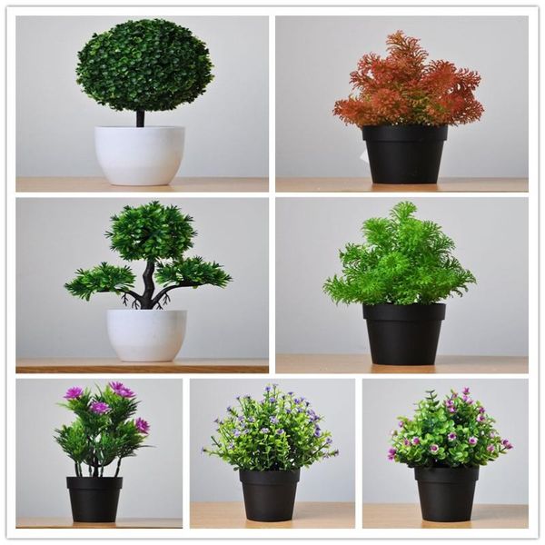 

decorative flowers & wreaths 1pc artificial green plants bonsai plastic small tree pot plant potted ornaments for home table decor garden fa