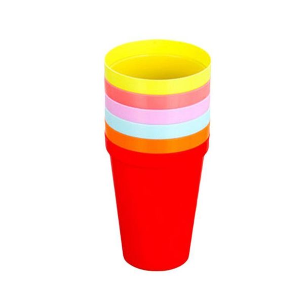 

6pcs/set plastic cups rainbow color portable picnic tourism teacup coffee water cup household kitchen tools with storage box wine glasses