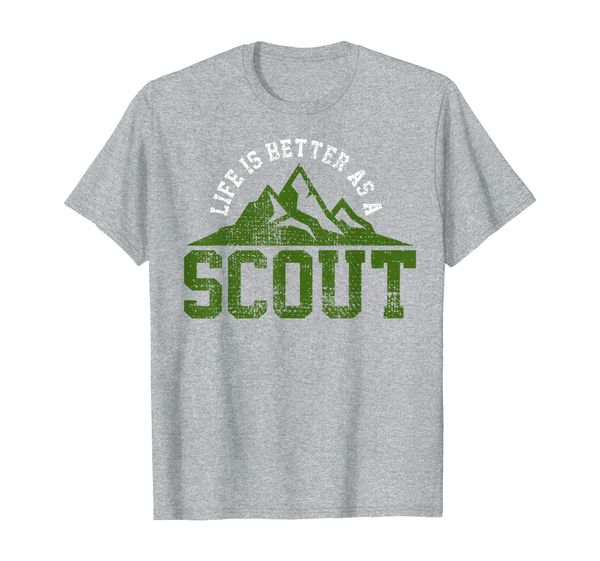 

scout t-shirt mountain hiking tshirt camping scouting gift, White;black