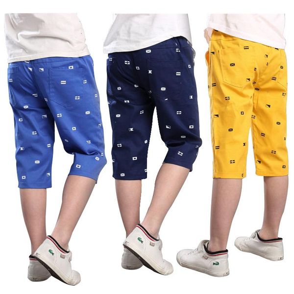 

children calf-length pants for boys clothes children's 3 to 12 years summer casual cotton solid child trousers, Blue