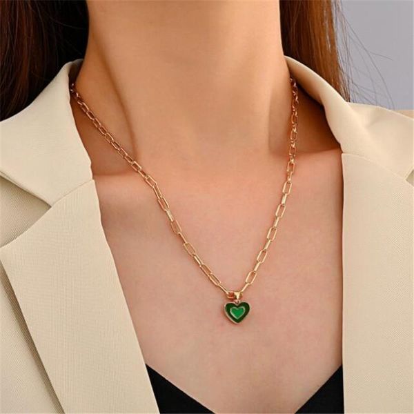 

pendant necklaces elegant multi-color resin heart necklace metal chain clavicle for women fashion party jewelry, Silver