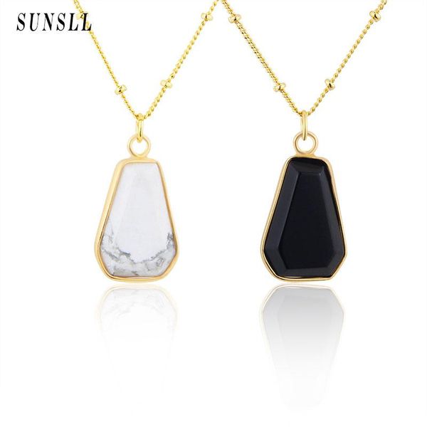 

pendant necklaces sunsll design ins selling light luxury style natural stone retro fashion gold-plated necklace jewelry gift, Silver