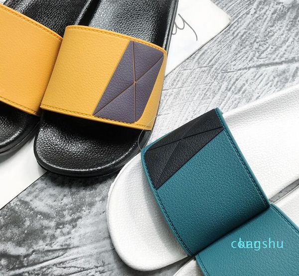 

luxury designer slides women flip flops leather sandal double metal black white brown slippers summer beach sandals with box size 36-45
