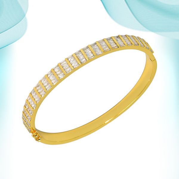 

trendy wide hand diamond bangle full row of zirconia crystal natural stone accessories for women indian personalized jewelry charms with who, Black