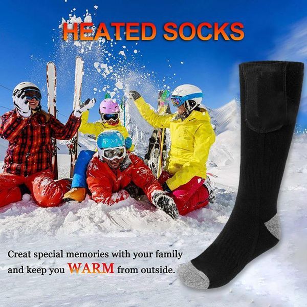 

winter heating socks rechargeable electric waterproof battery powered cold weather camping skiing equipment outdoor sports, Black