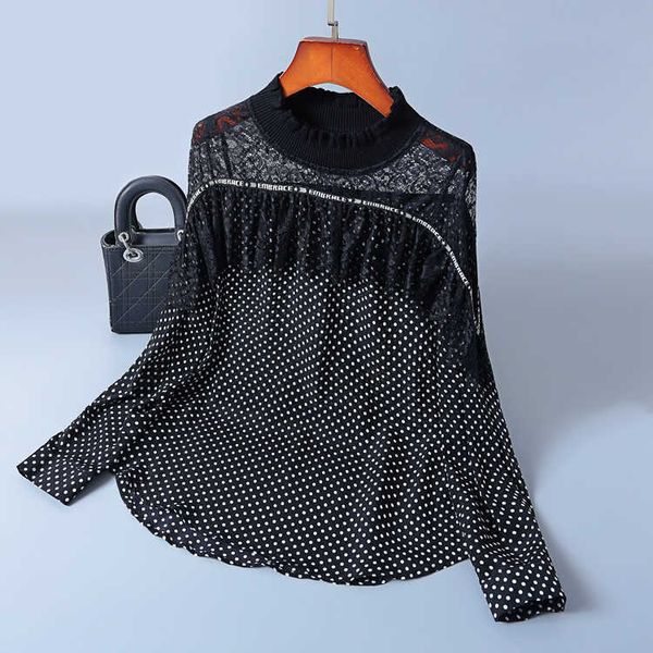

women's blouses & shirts shirt thin bow silk wave ribbon printed dot female long sleeve mulberry v9cx, White