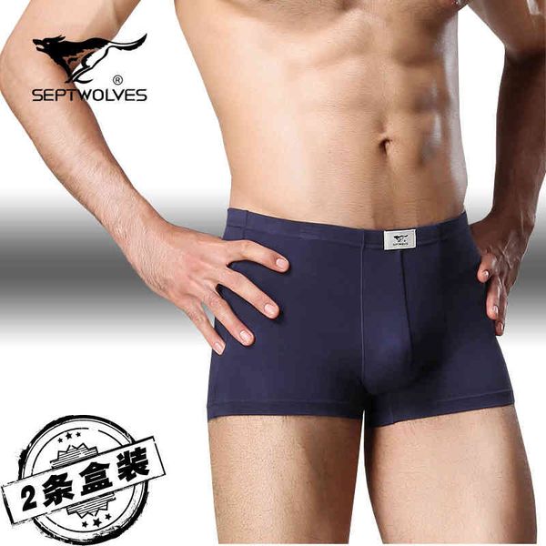 

seven wo underwear thin solid modal middle waist elastic men's boxed panti 2 pairs, White;black