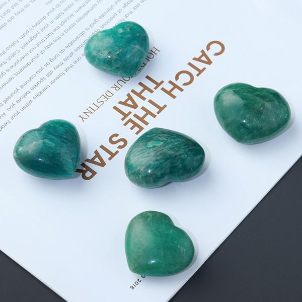 

decorative objects & figurines natural amazonite gemstone 25-40mm heart shaped polished quartz crystal stone reiki healing mineral ornament