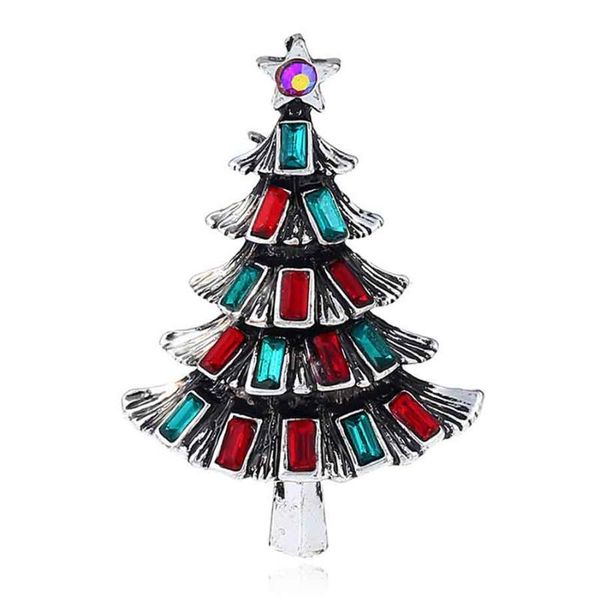 

pins, brooches fashion christmas jewelry gold plated crystal star tree brooch broche vintage rhinestone for women gifts, Gray