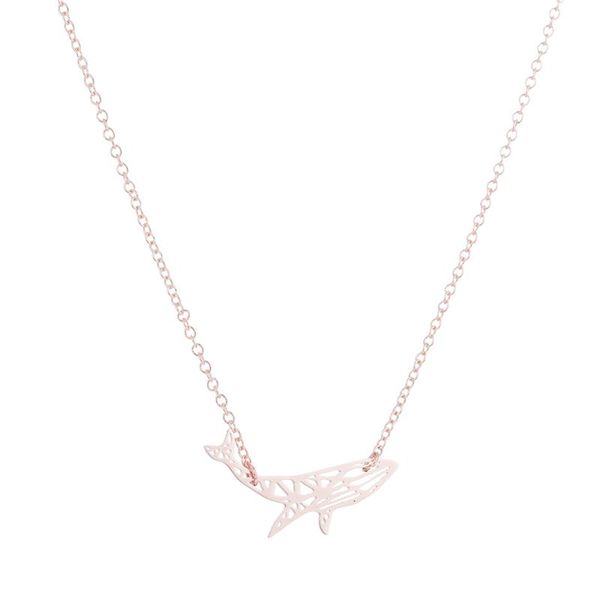

pendant necklaces stainless steel geometric whale necklace hollow origami, Silver