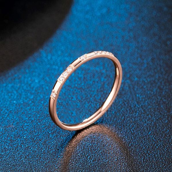 

wedding rings womens stainless steel fashion delicate crystal small 1314 rose gold simple accessories punk, Slivery;golden