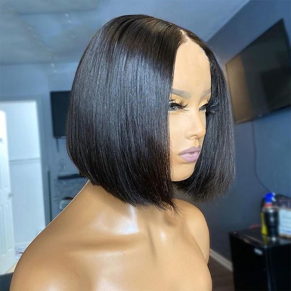 

peruvian straight 13x6 lace front human hair wigs with preplucked remy 180% transparent full silk natural hairline, Black;brown