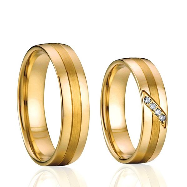 

wedding rings collections western band couple for men and women gold color stainless steel jewelry alliances anel anillos, Slivery;golden