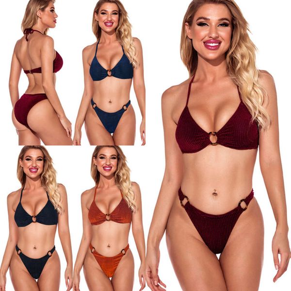 

bikini women's split swimsuit black high waist, White;black