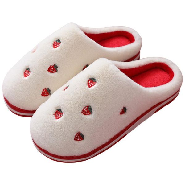 

women slippers fashion fruit indoor female shoes banana cherry ladies warm plush home slipper non-slip soft lovers winter, Black