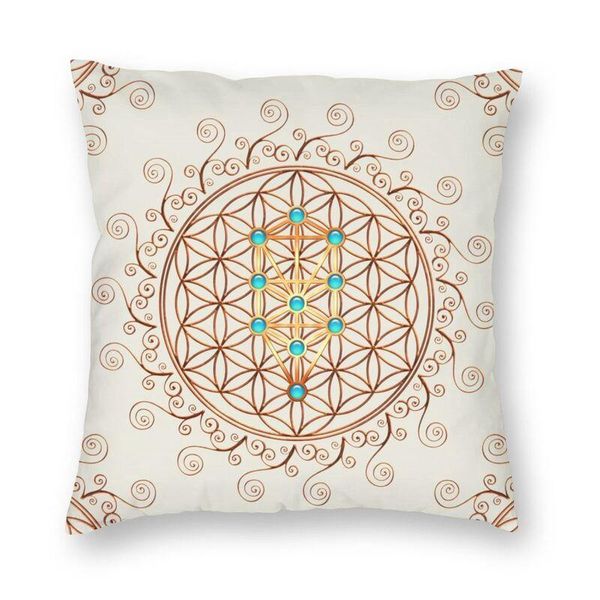 

cushion/decorative pillow flower of life cushion cover 45x45 home decorative printing sephiroth sacred geometry mandala throw for sofa doubl