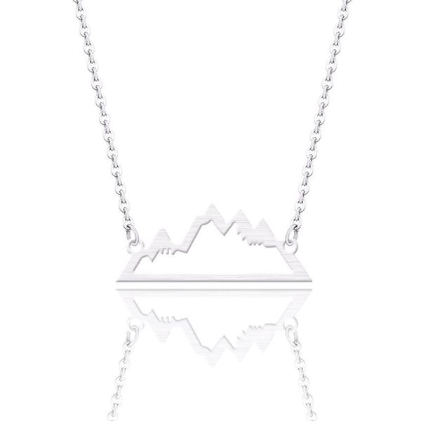 

pendant necklaces 10pcs choker link chain minimalist nature snow mountain for women party gift statement adventure jewelry, Silver