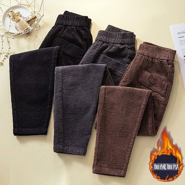 

autumn and winter corduroy casual womens pants pantalones de mujer, Black;white