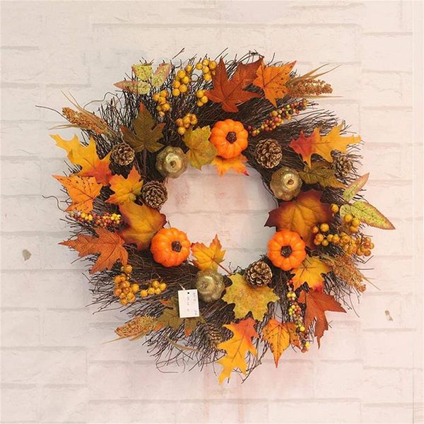 

decorative flowers & wreaths artificial pumpkin berries wreath rustic rattan garland creative front door decoration for home garden farmhous