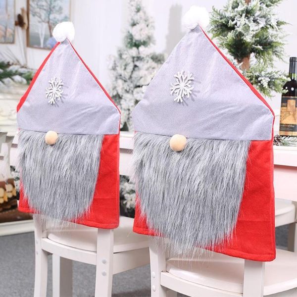 

chair covers christmas back cover lovely santa claus pattern non-woven dinner table chairs xmas party decorative accessories