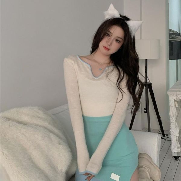 

casual dresses early autumn arrival for women patchwork a-line v-neck mini bodycon dress korean fashion clothing aesthetic clothes, Black;gray