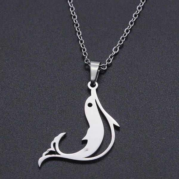 

pendant necklaces dolphin stainless steel charm necklace for women accept oem order drop dainty wholesale, Silver